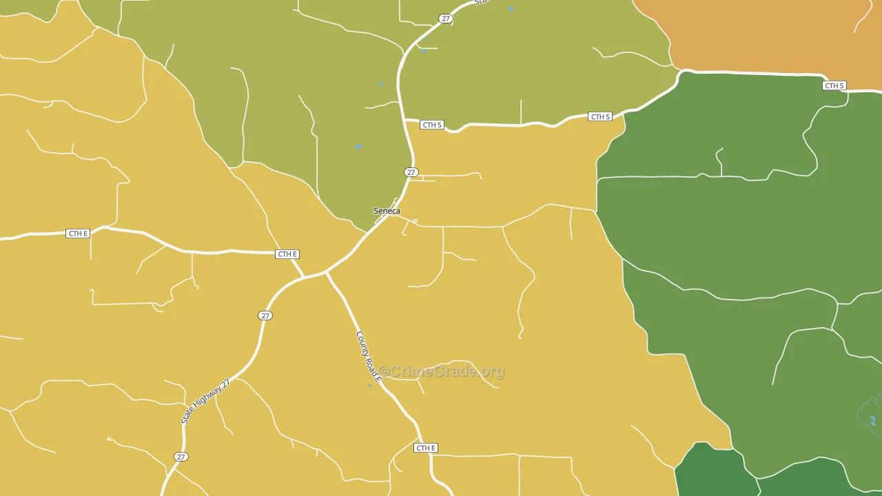 Seneca, WI Map of Theft Rates