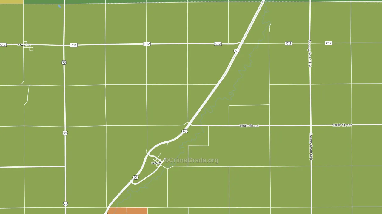 Seney, IA Map of Theft Rates