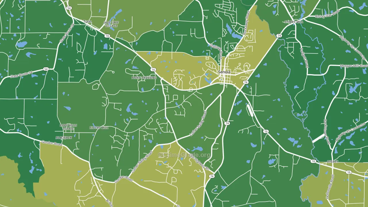 Senoia, GA Map of Theft Rates