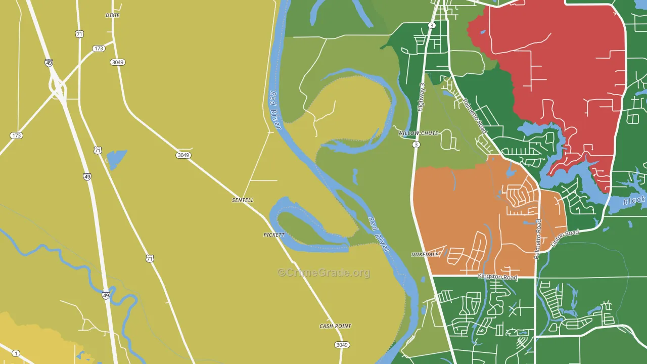 Sentell, LA Map of Theft Rates