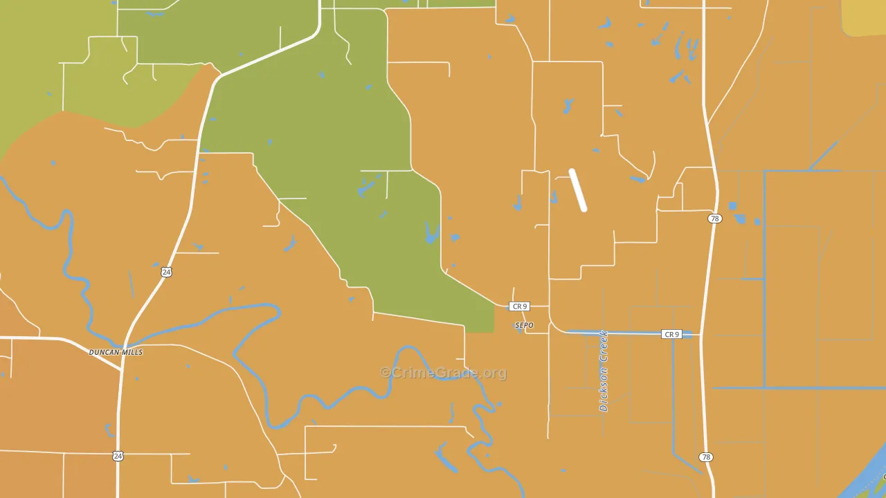 Sepo, IL Map of Theft Rates