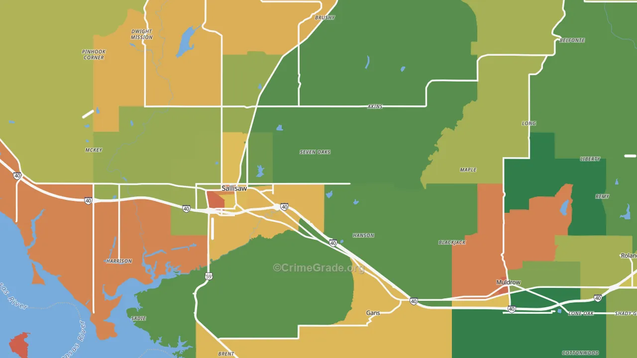 Sequoyah County, OK Map of Theft Rates