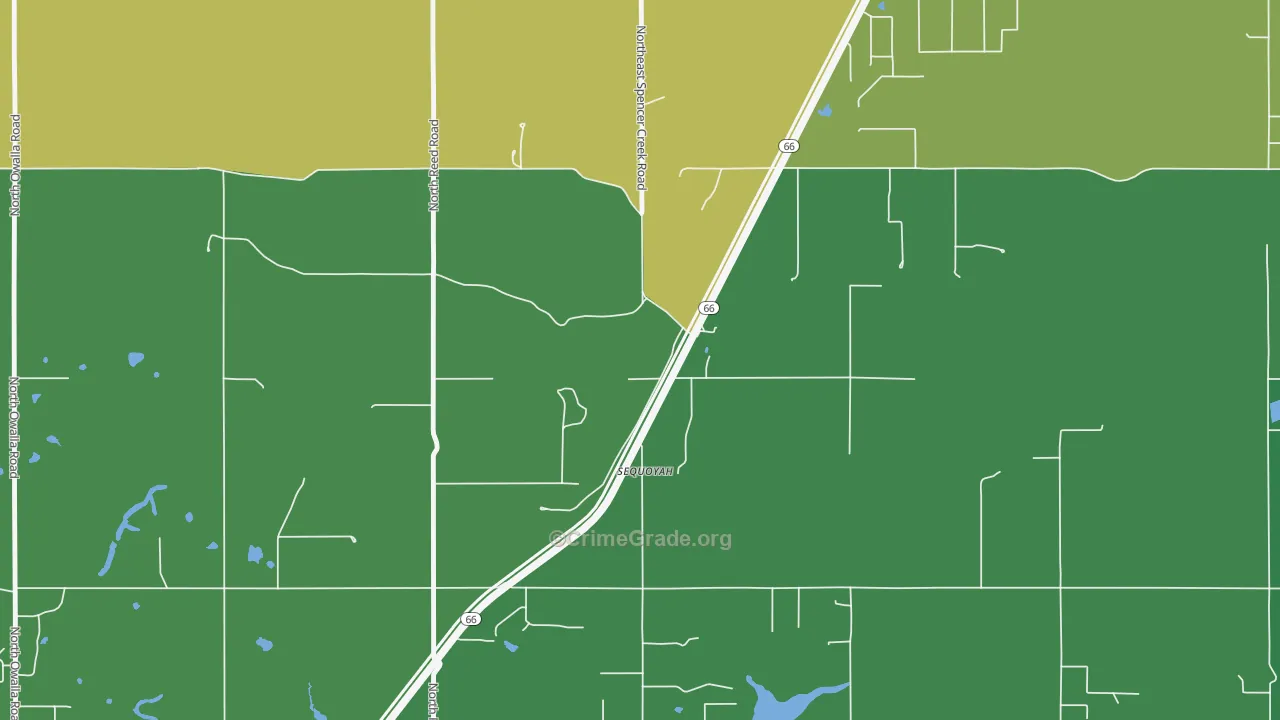 Sequoyah, OK Map of Theft Rates