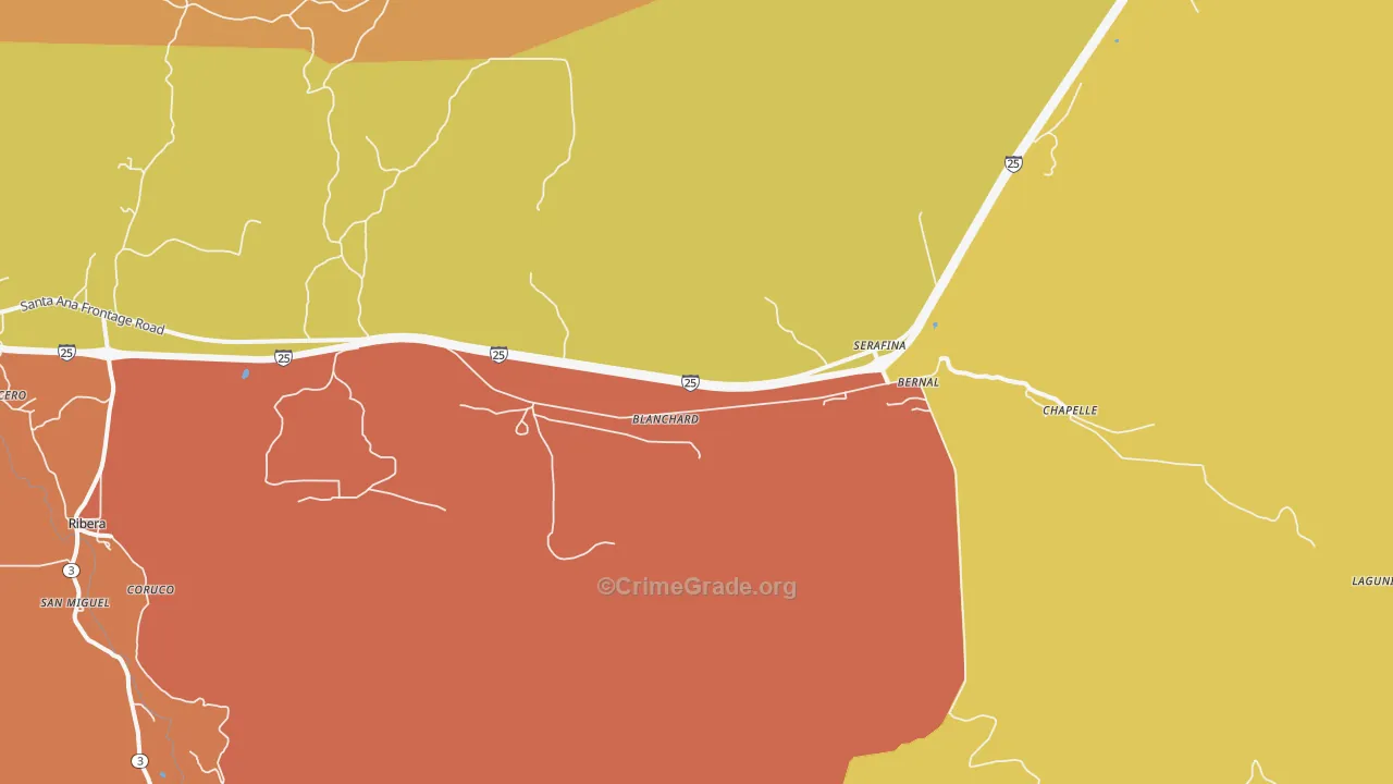 Serafina, NM Map of Theft Rates