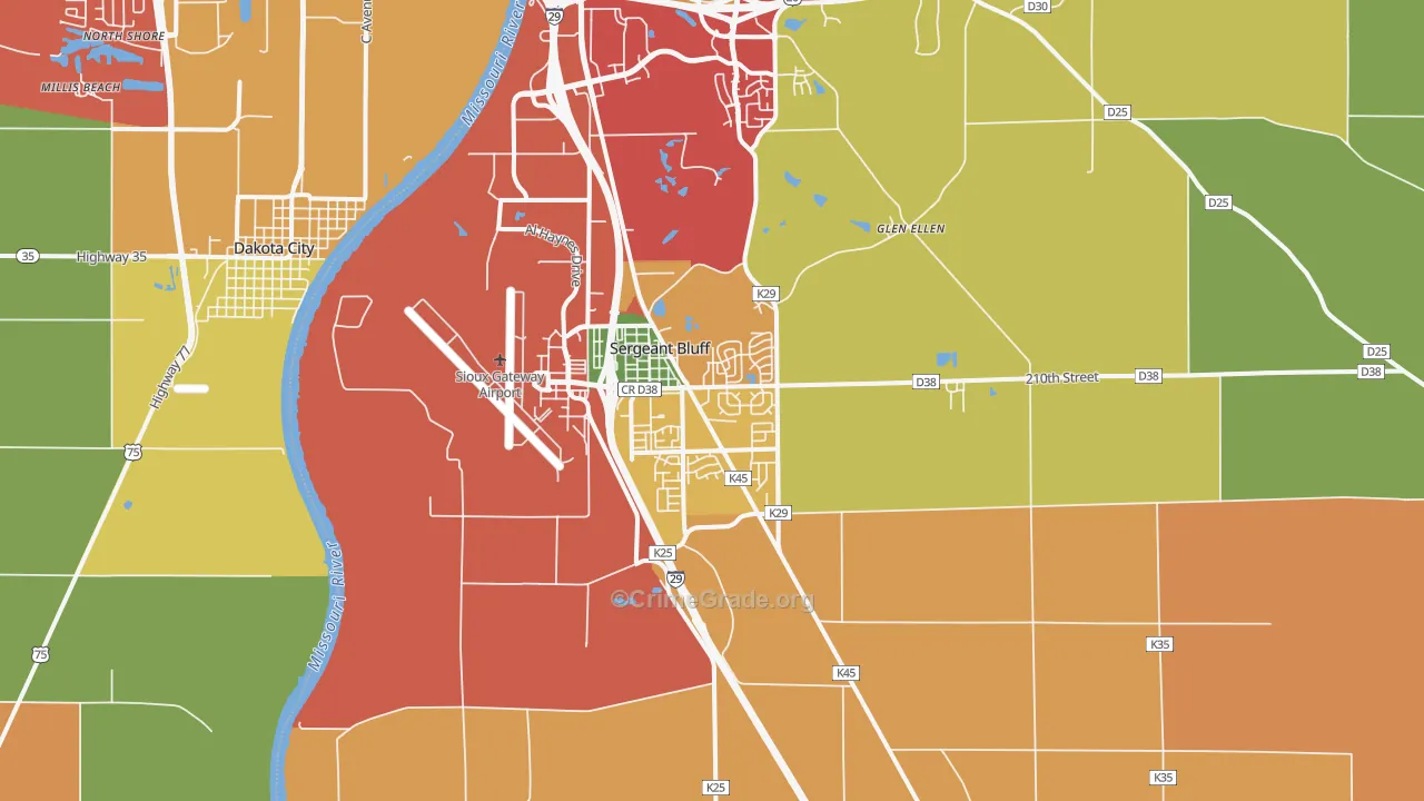 Sergeant Bluff, IA Map of Theft Rates