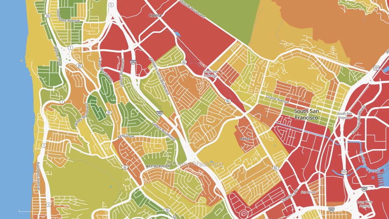 Serra Highlands, South San Francisco, CA Map of Theft Rates