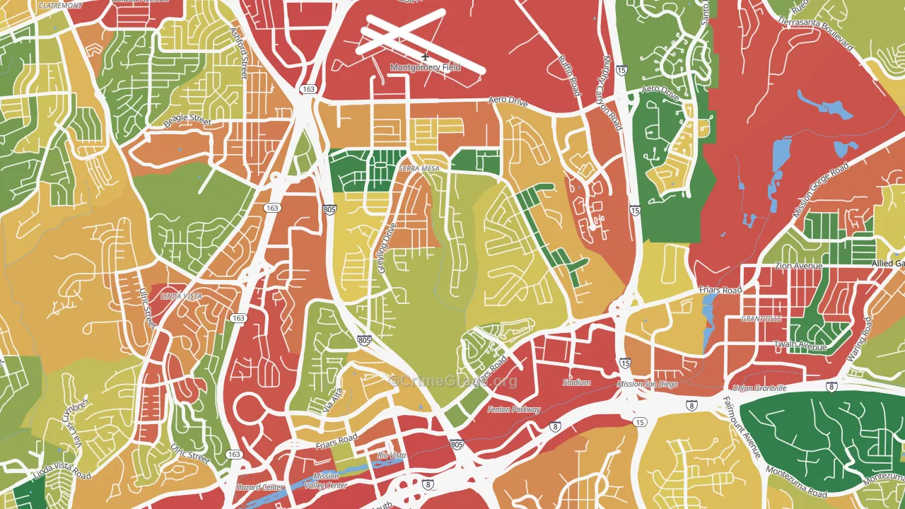 Serra Mesa, San Diego, CA Map of Theft Rates
