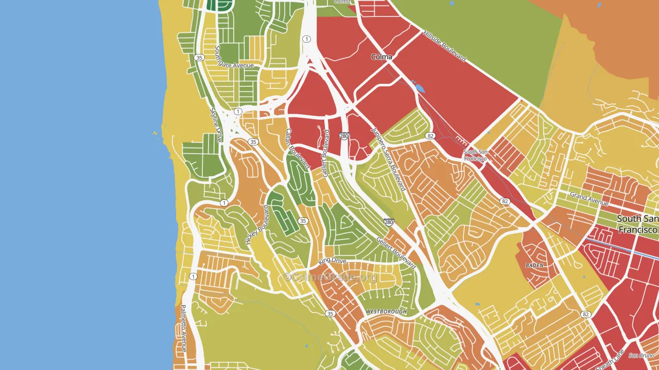 Serramonte, Daly City, CA Map of Theft Rates