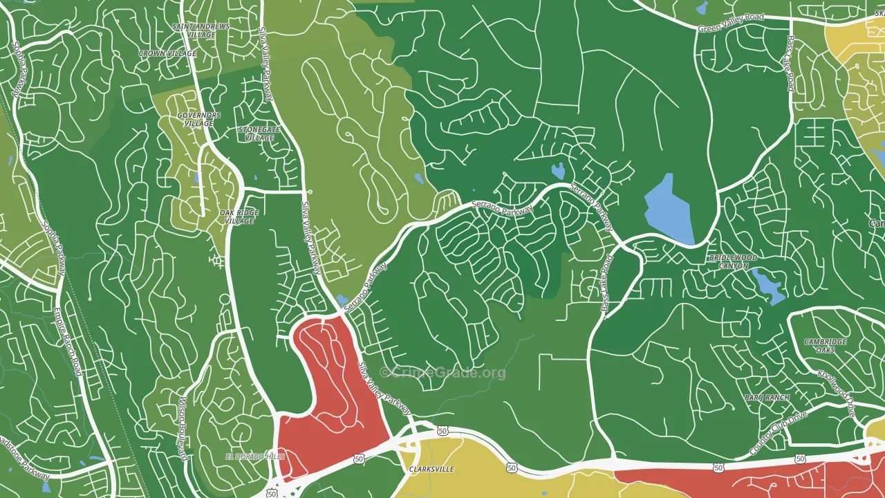 Serrano Village, El Dorado Hills, CA Map of Theft Rates