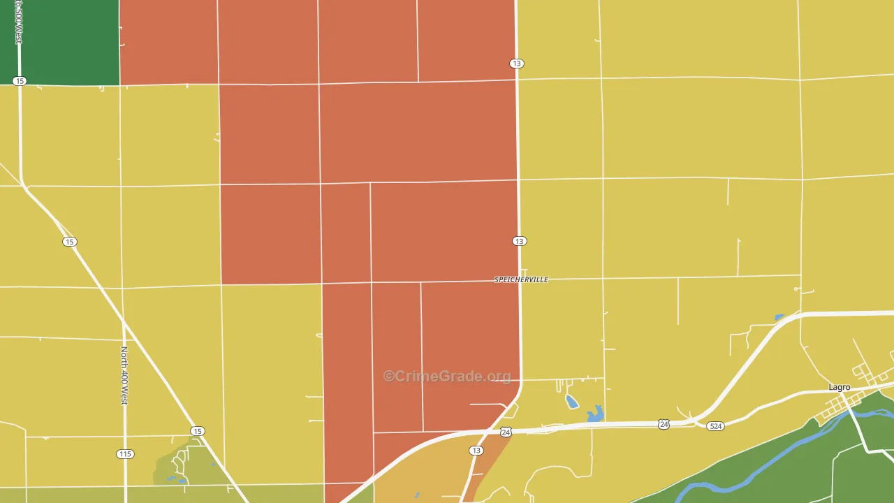 Servia, IN Map of Theft Rates