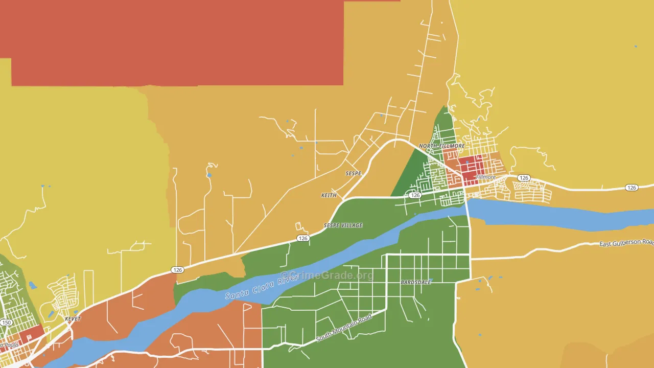 Sespe, CA Map of Theft Rates