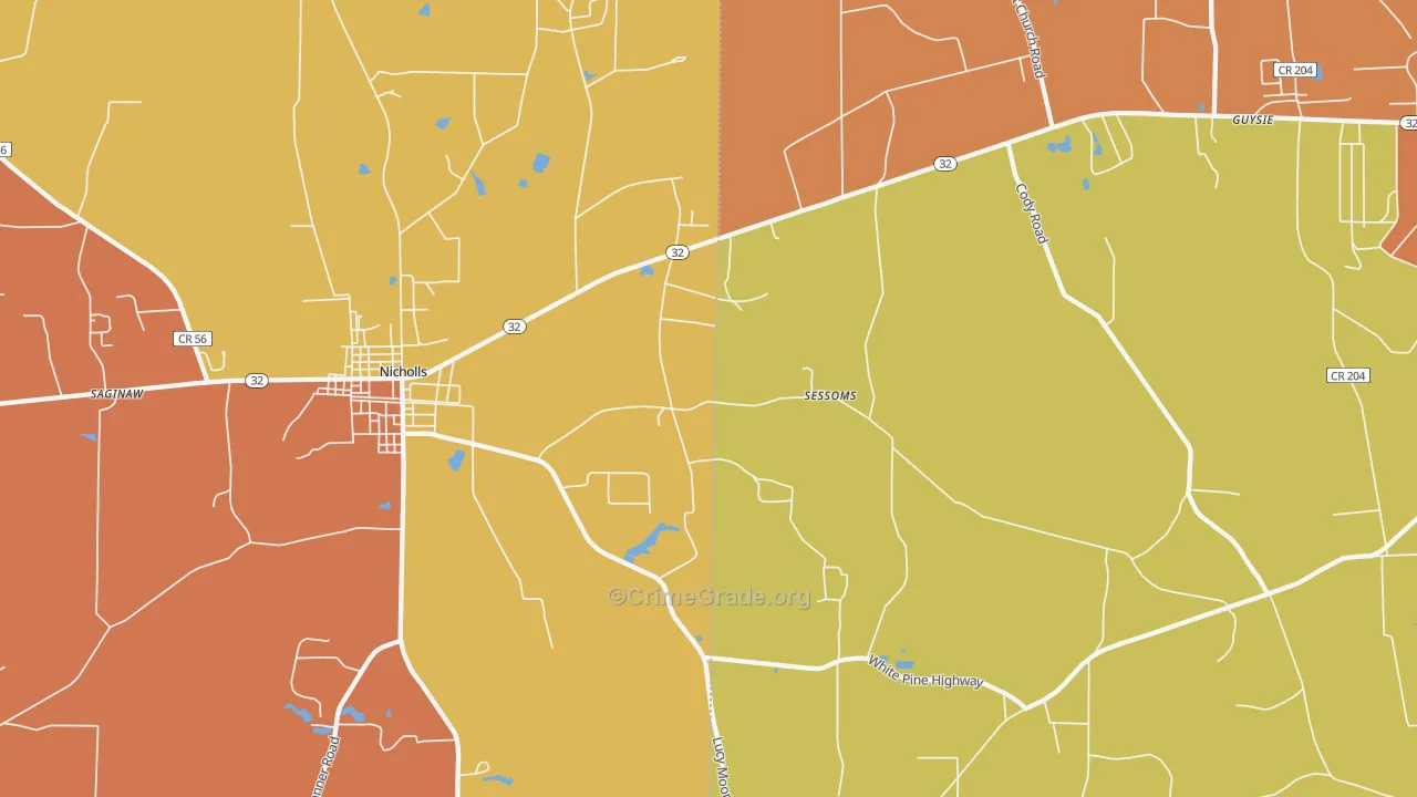 Sessoms, GA Map of Theft Rates