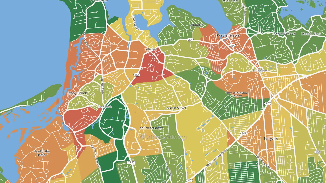 Setauket-East Setauket, NY Map of Theft Rates