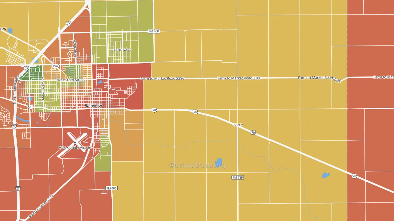 Seth Ward, TX Map of Theft Rates