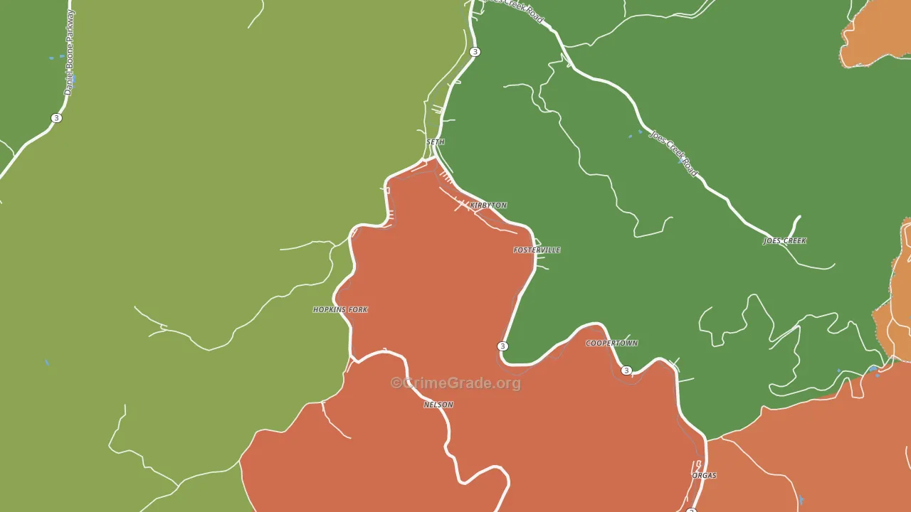 Seth, WV Map of Theft Rates