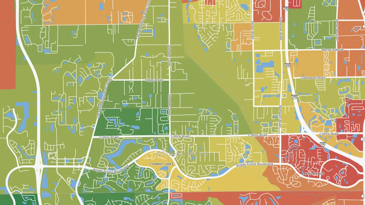 Settlers Landing, Jacksonville, FL Map of Theft Rates