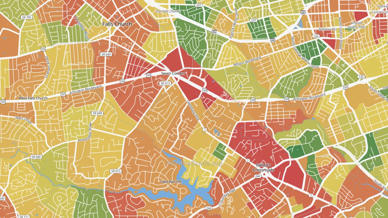 Seven Corners, VA Map of Theft Rates