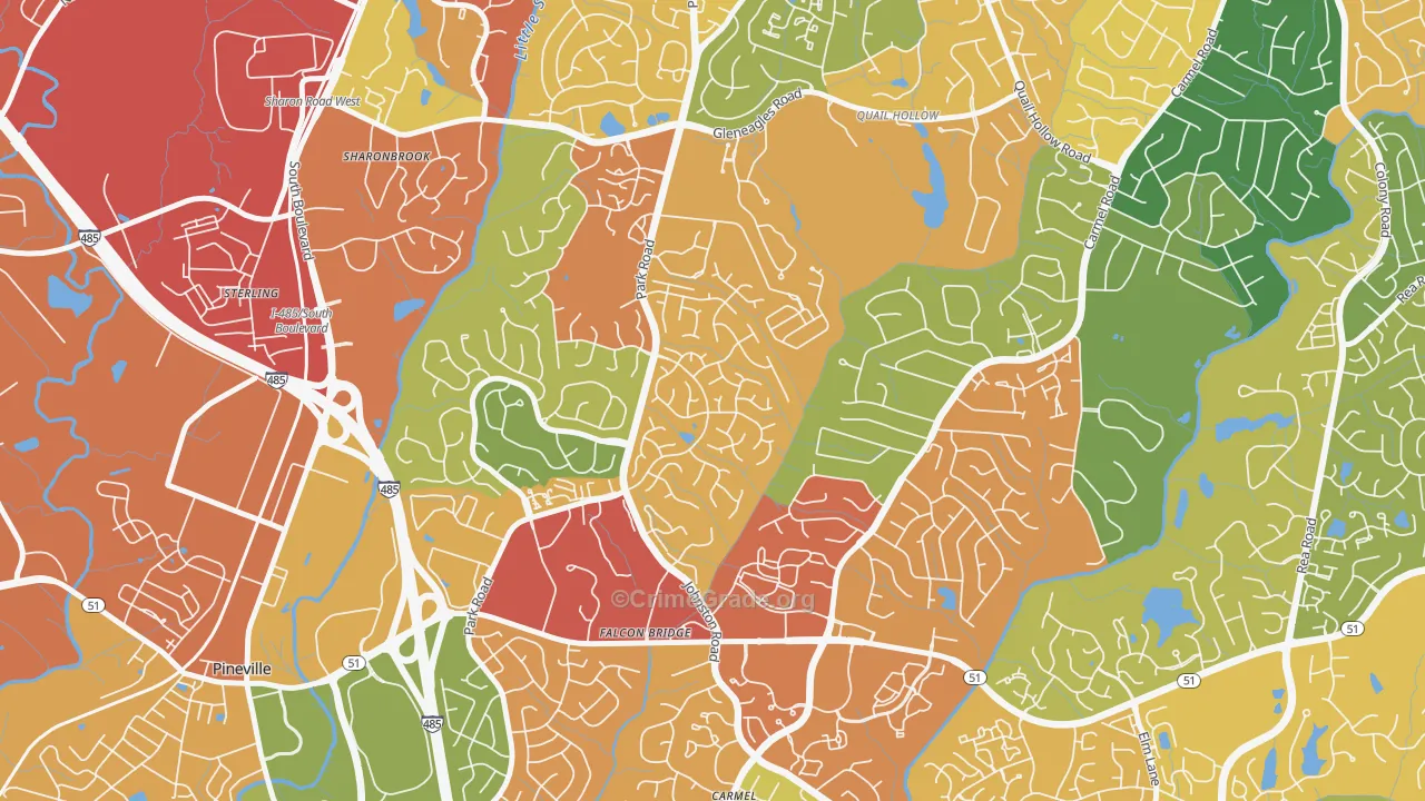 Seven Eagles, Charlotte, NC Map of Theft Rates