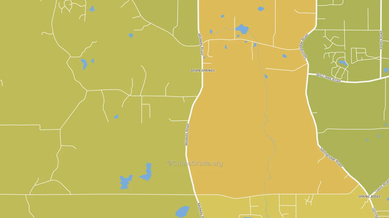 Seven Springs, MS Map of Theft Rates