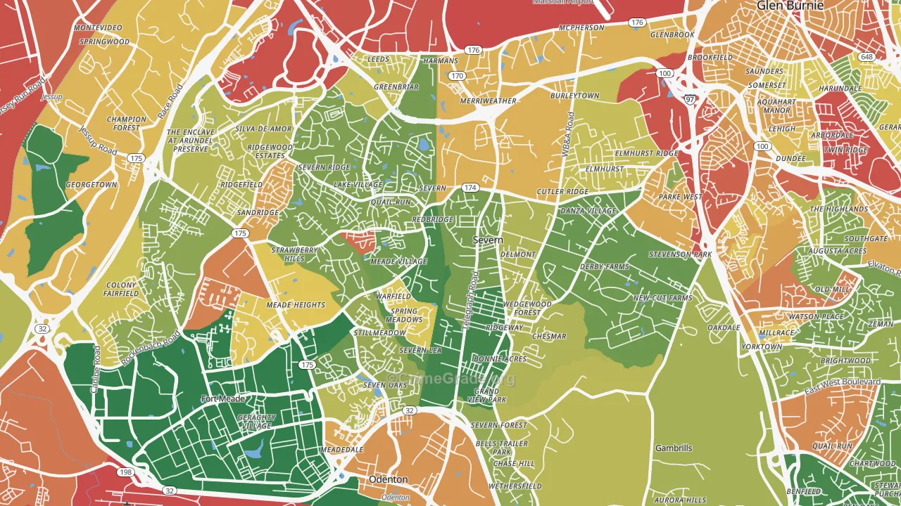 Severn, MD Map of Theft Rates