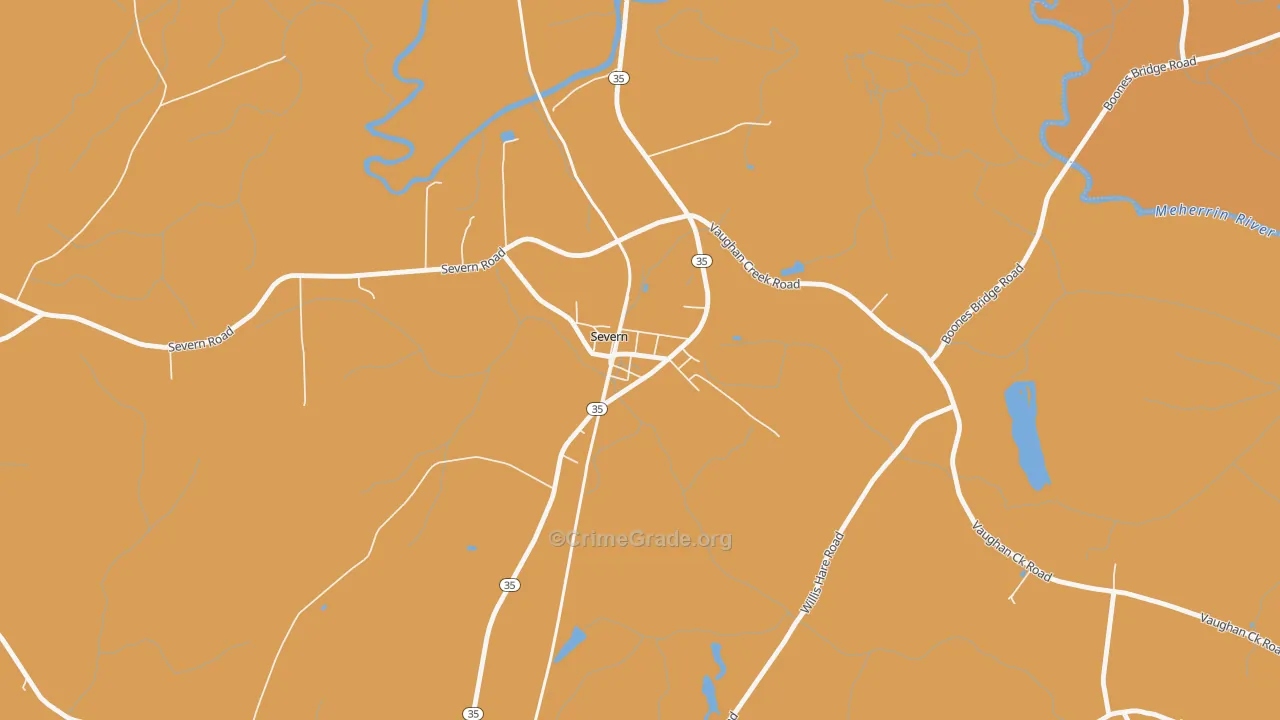 Severn, NC Map of Theft Rates