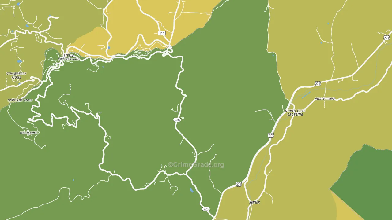 Sevier, NC Map of Theft Rates