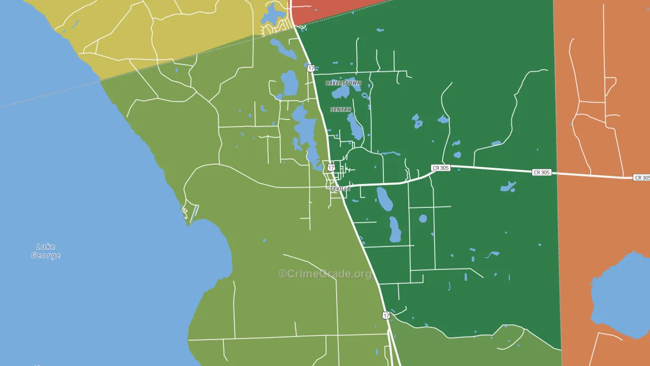 Seville, FL Map of Theft Rates