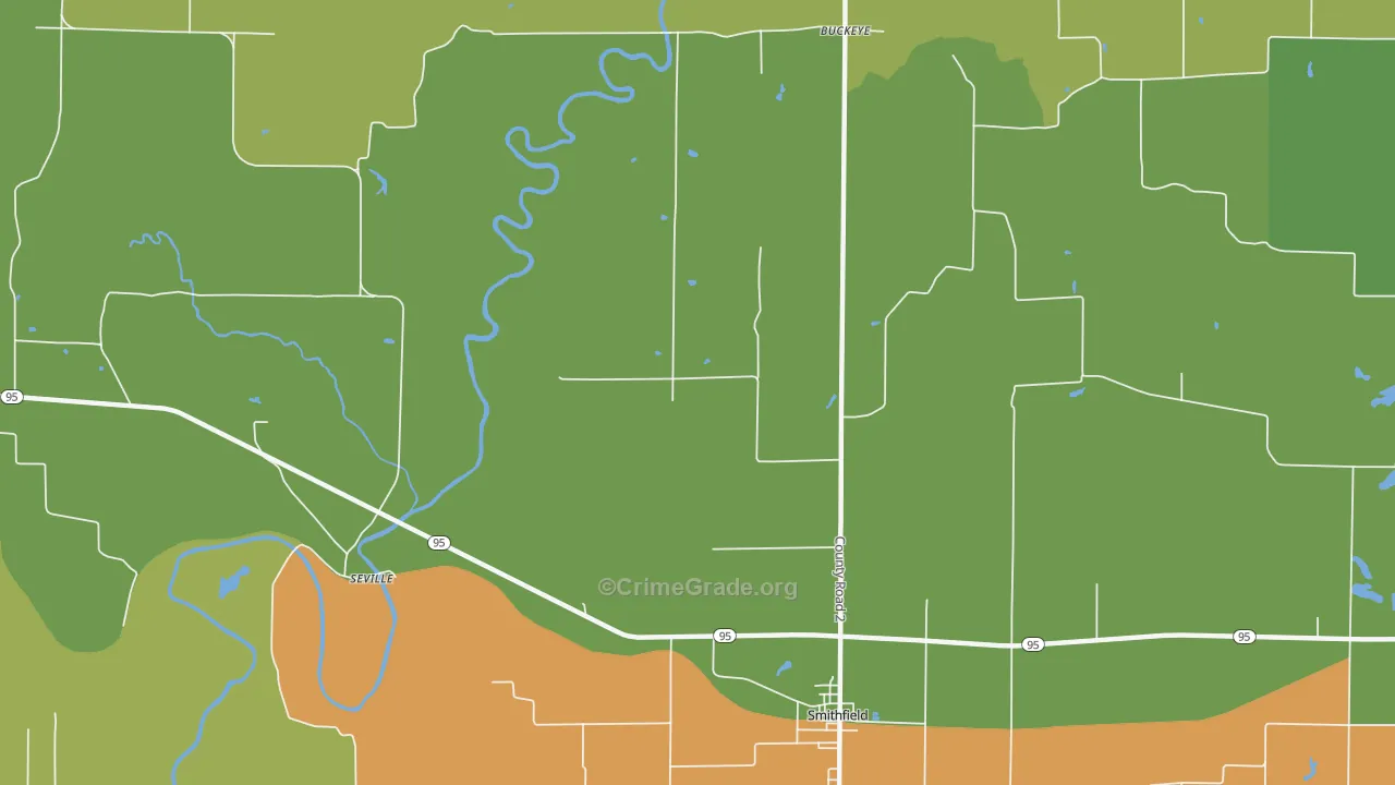 Seville, IL Map of Theft Rates