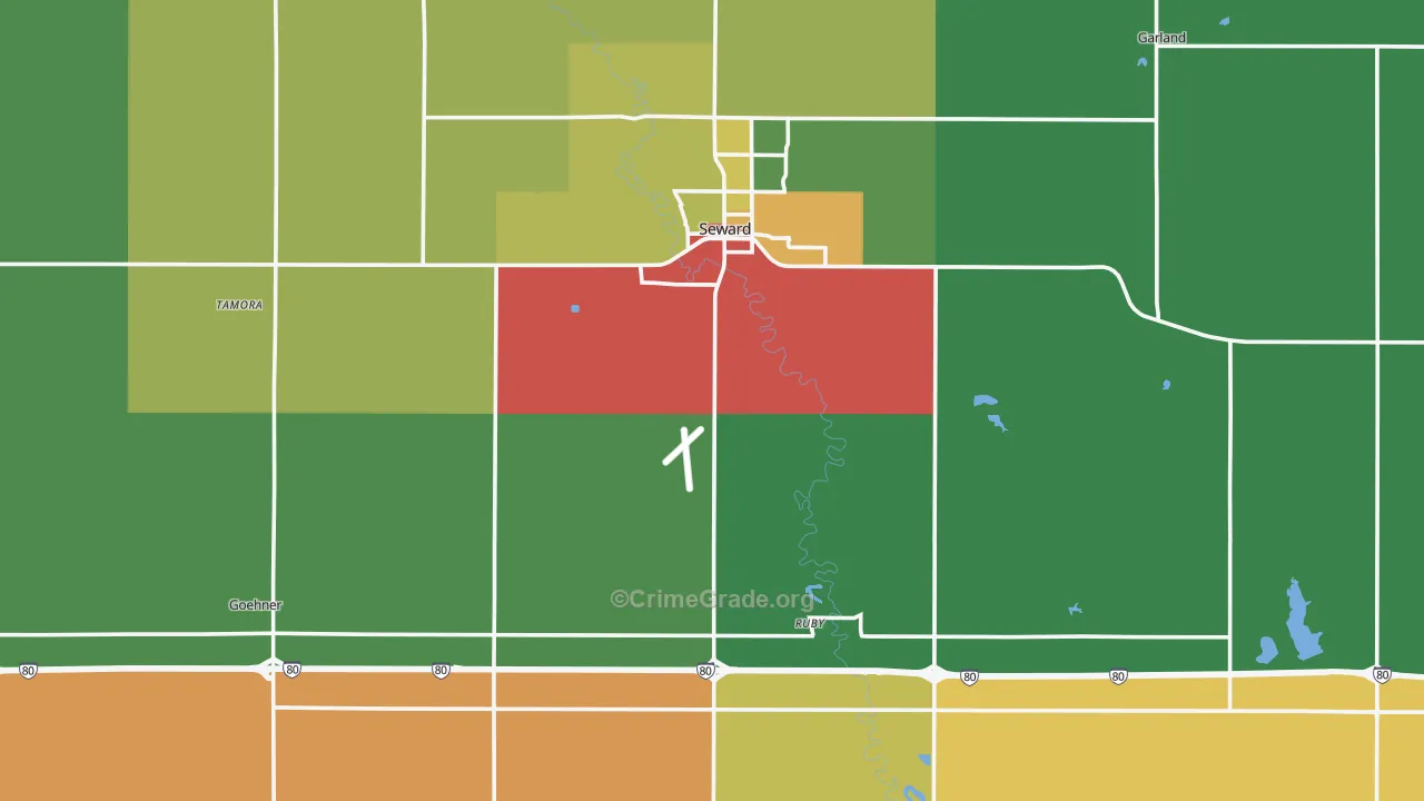 Seward County, NE Map of Theft Rates
