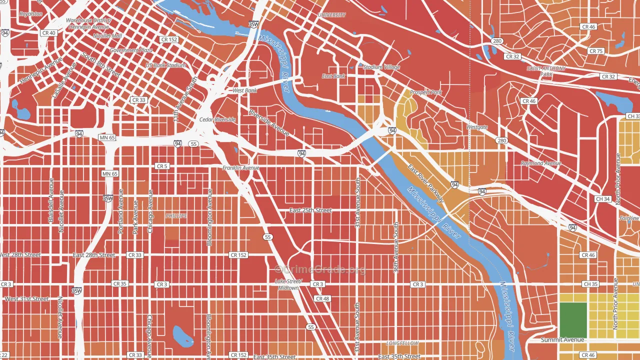 Seward, Minneapolis, MN Map of Theft Rates