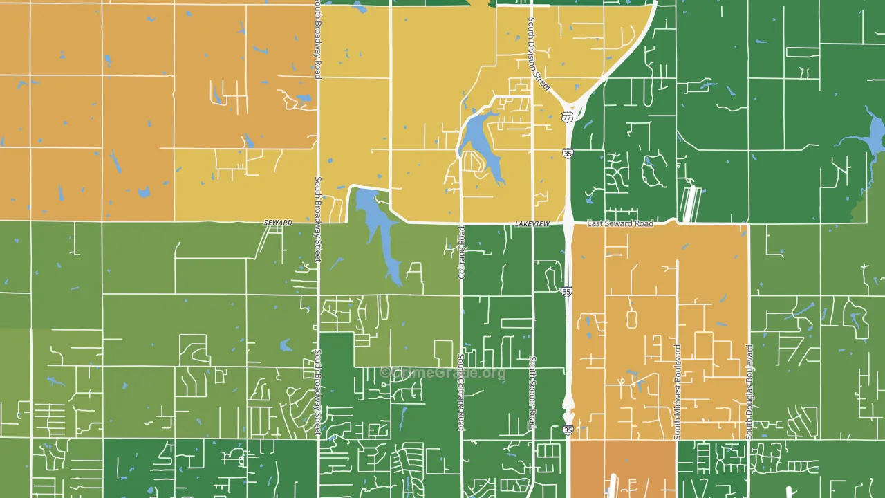 Seward, OK Map of Theft Rates