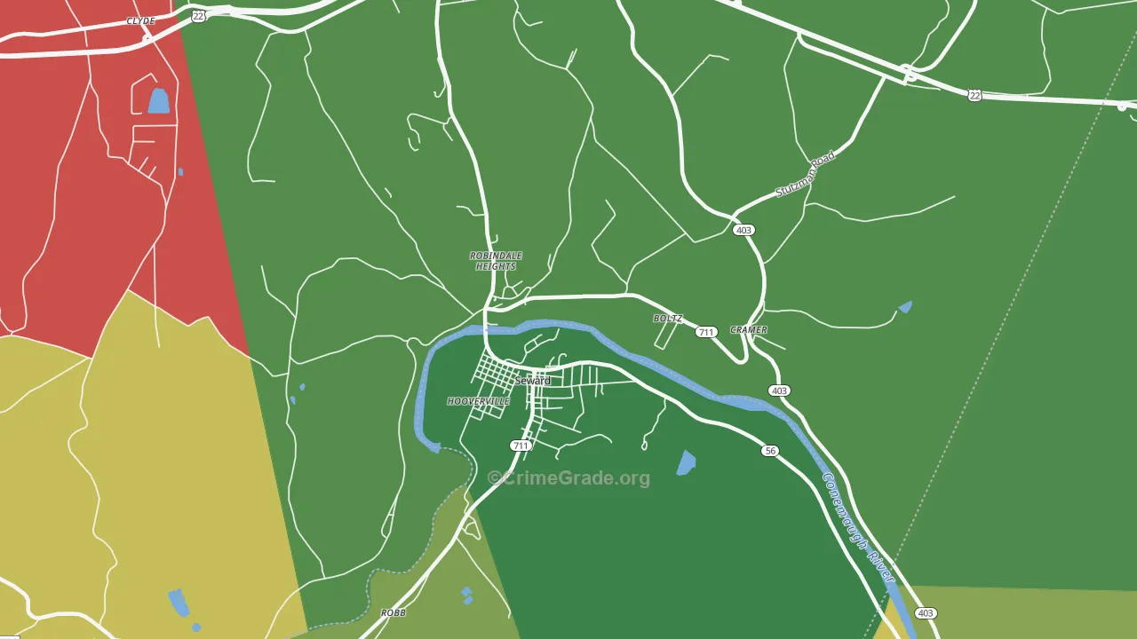 Seward, PA Map of Theft Rates