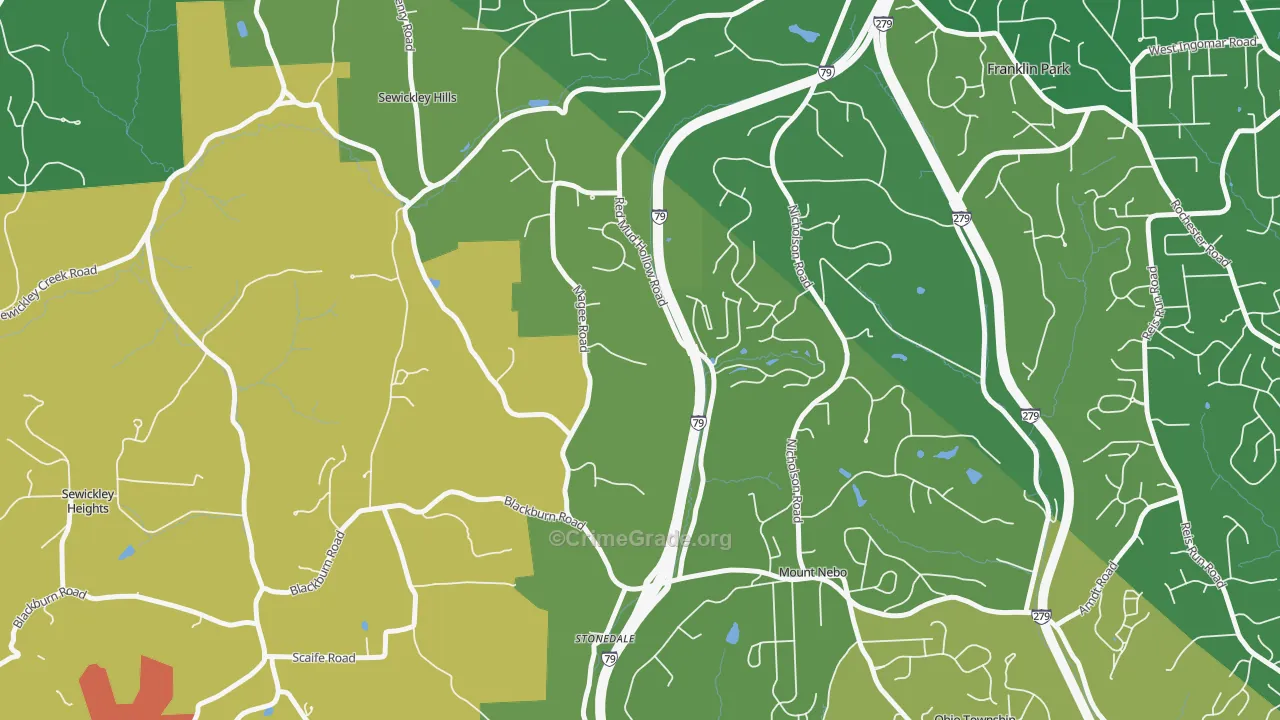 Sewickley Hills, PA Map of Theft Rates
