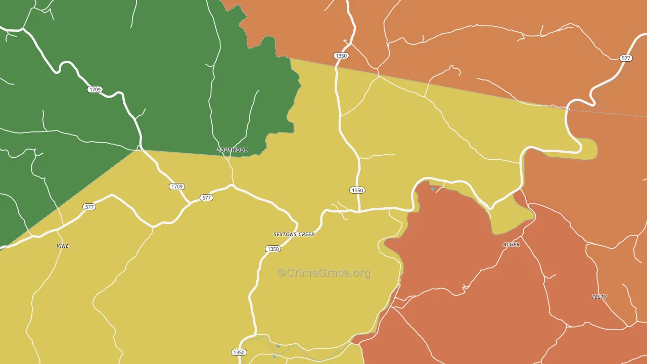 Sextons Creek, KY Map of Theft Rates