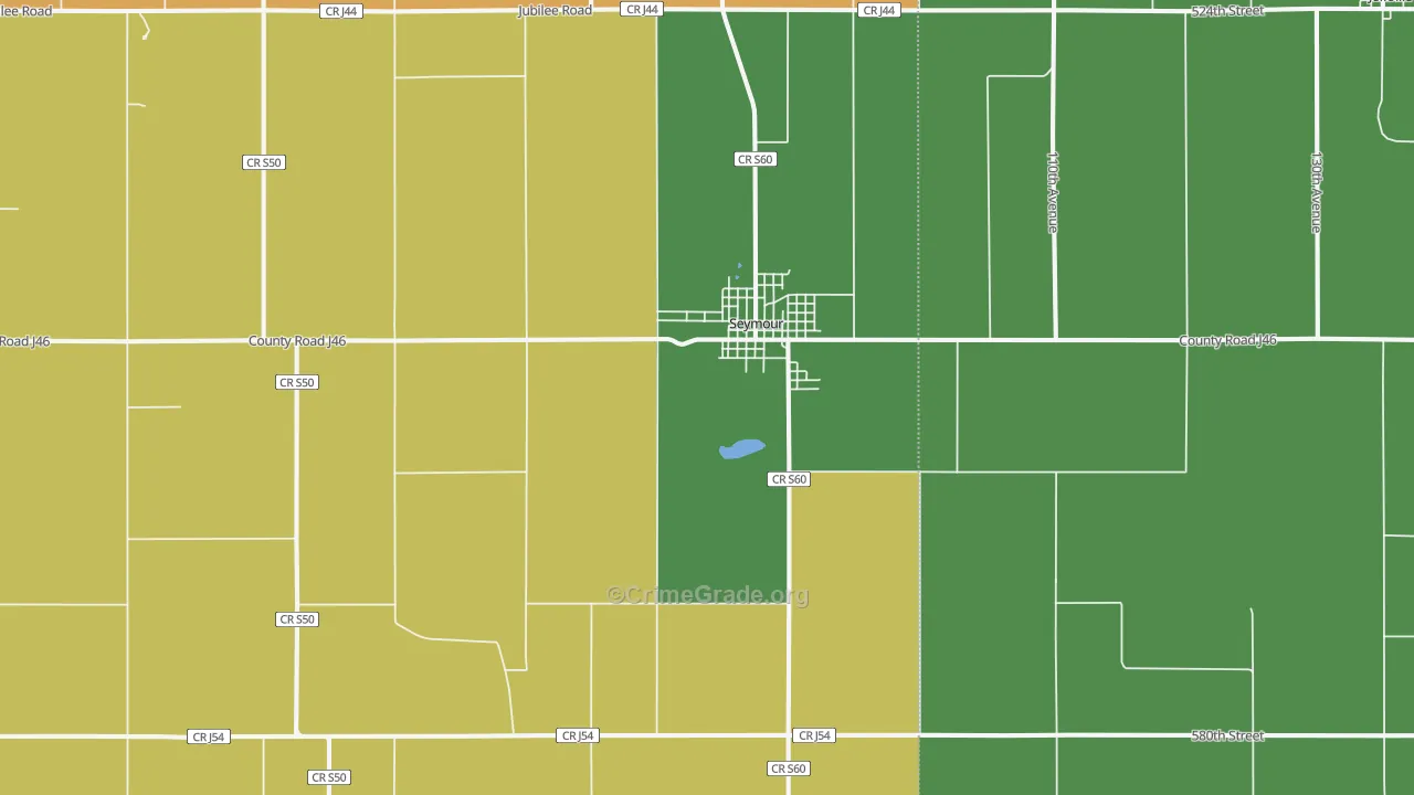 Seymour, IA Map of Theft Rates