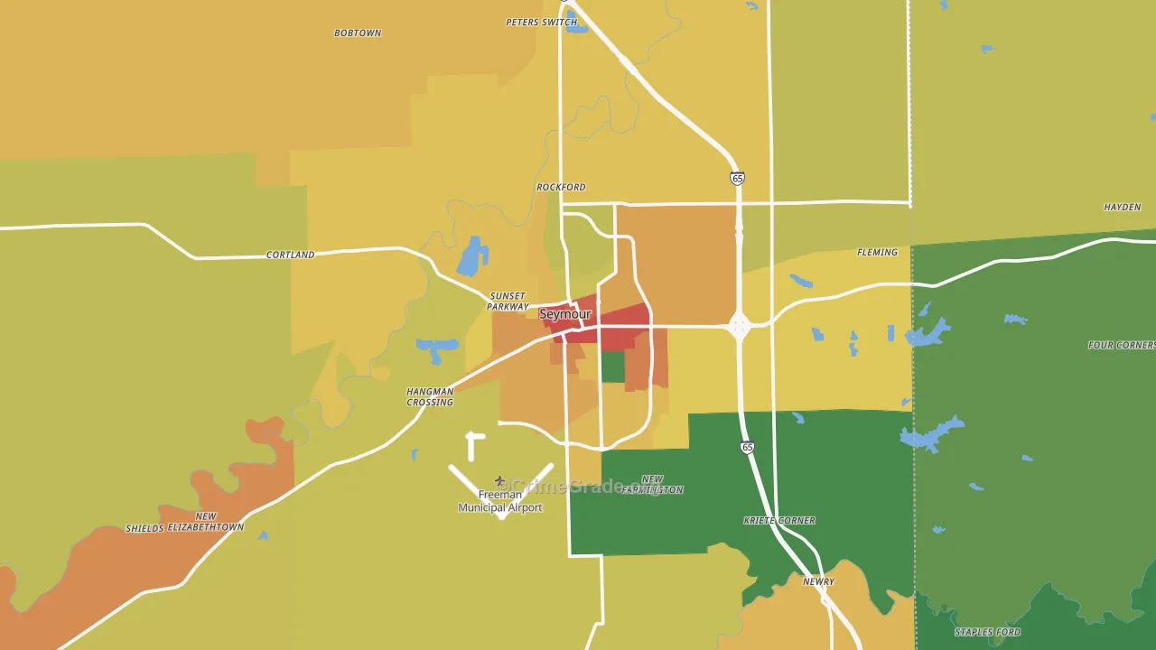 Seymour, IN Map of Theft Rates