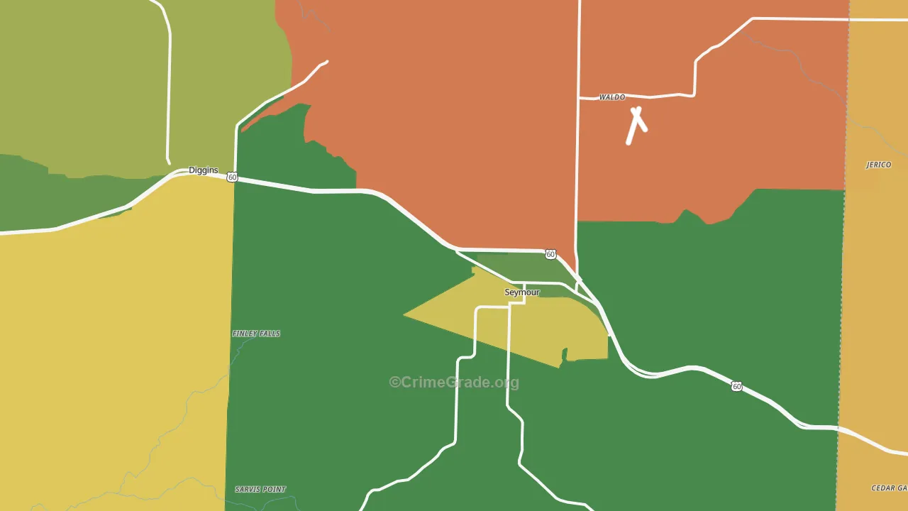 Seymour, MO Map of Theft Rates