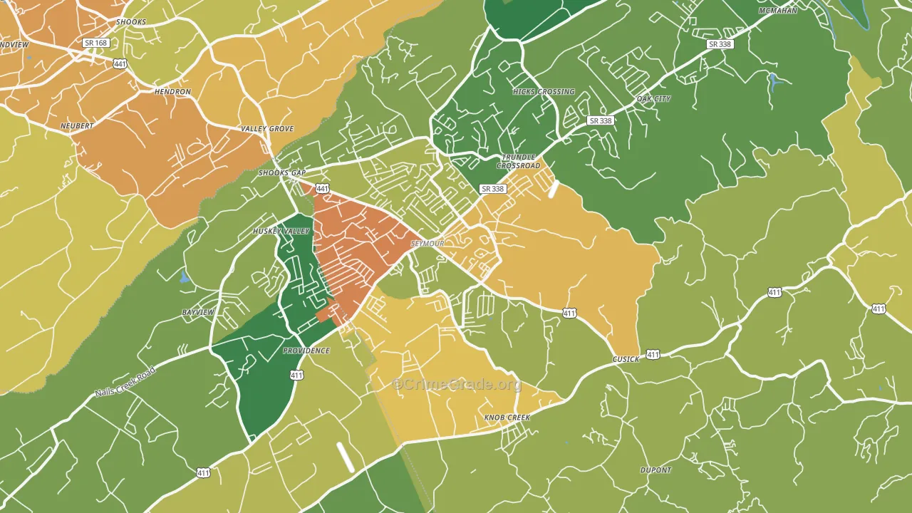 Seymour, TN Map of Theft Rates
