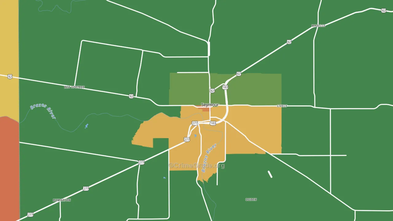 Seymour, TX Map of Theft Rates