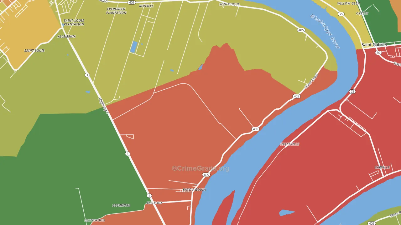 Seymourville, LA Map of Theft Rates
