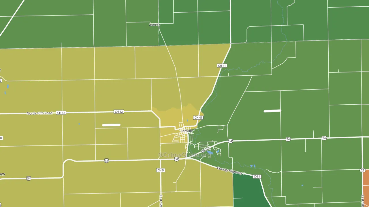 Shabbona Grove, IL Map of Theft Rates