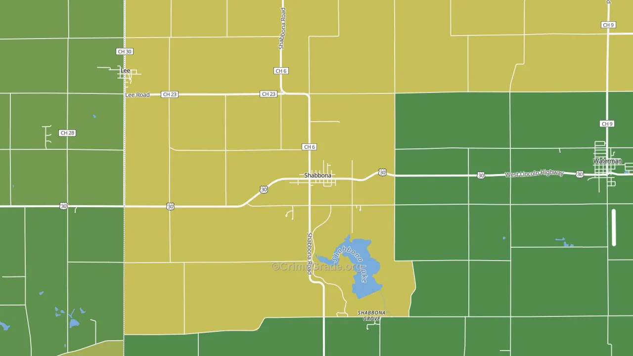 Shabbona, IL Map of Theft Rates
