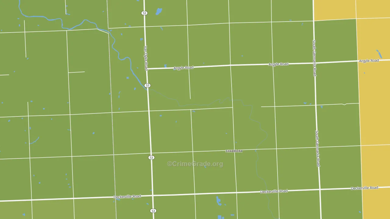 Shabbona, MI Map of Theft Rates