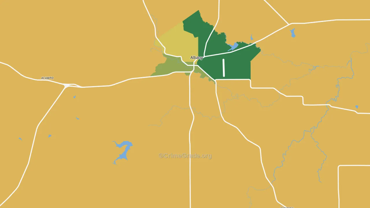 Shackelford County, TX Map of Theft Rates
