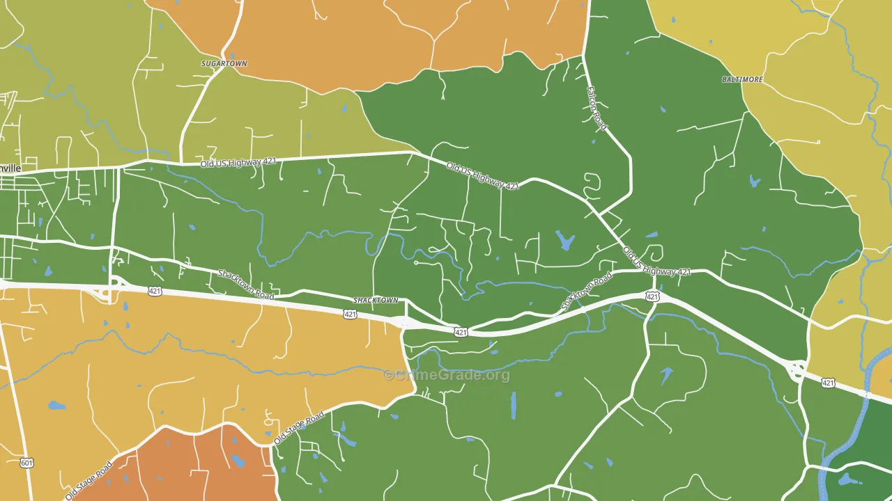 Shacktown, NC Map of Theft Rates