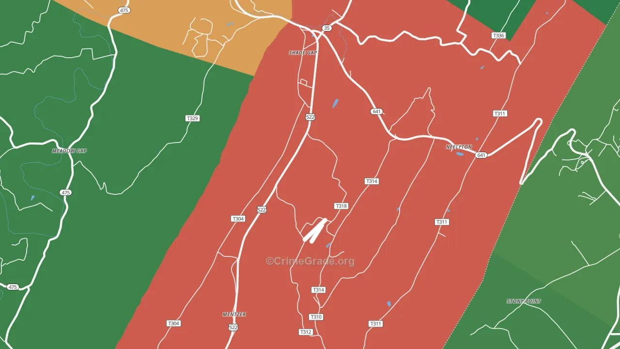 Shade Gap, PA Map of Theft Rates
