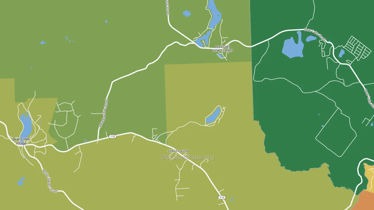 Shades Glen, PA Map of Theft Rates