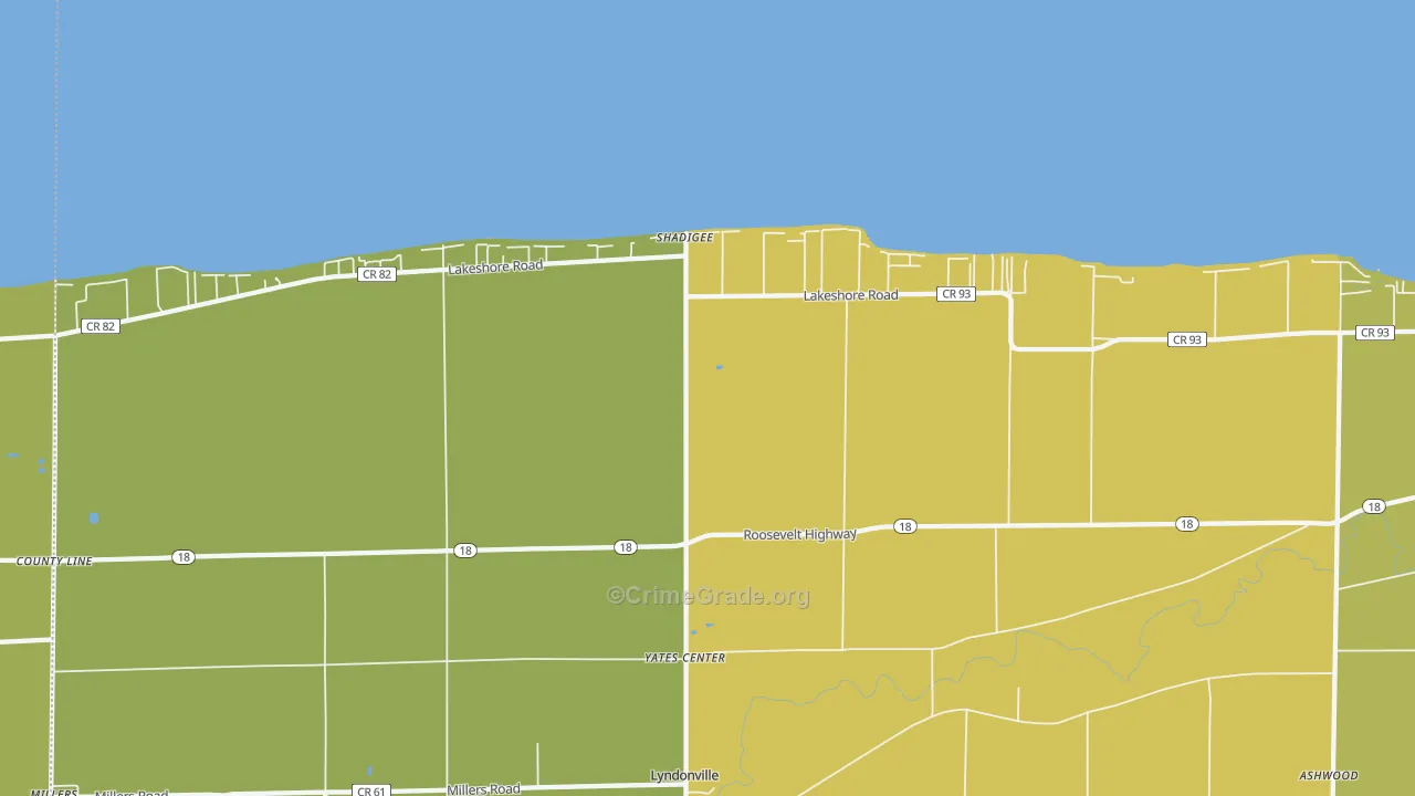 Shadigee, NY Map of Theft Rates