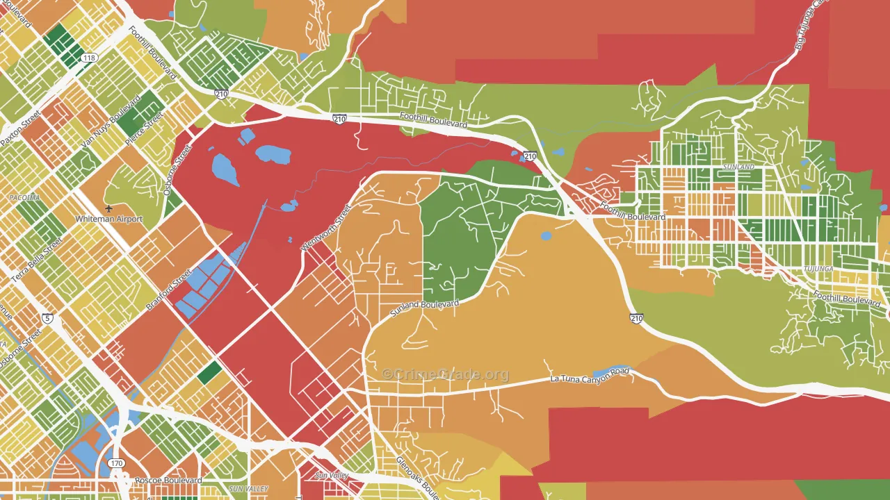 Shadow Hills, Sunland, CA Map of Theft Rates