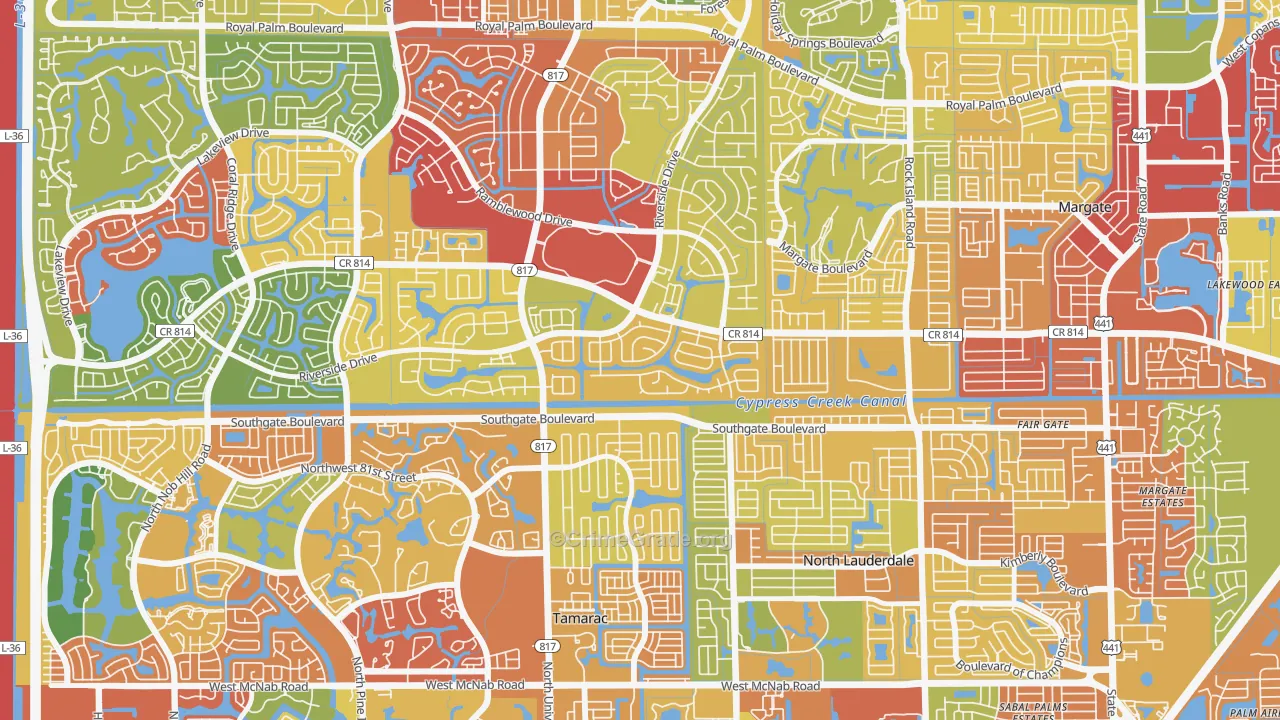 Shadow Wood, Coral Springs, FL Map of Theft Rates